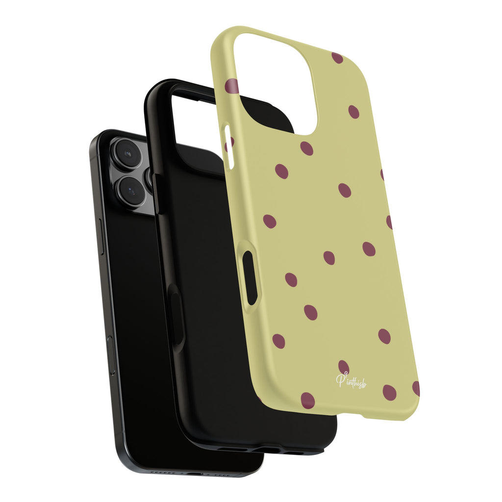 Yellow & Burgundy Polka Dot Tough Phone Case
