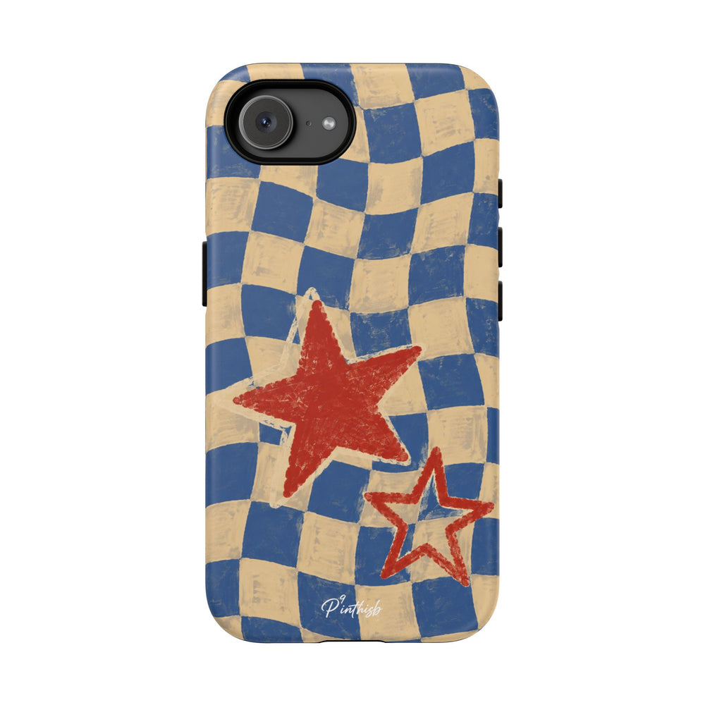 Blue & Cream Retro Star Phone Case