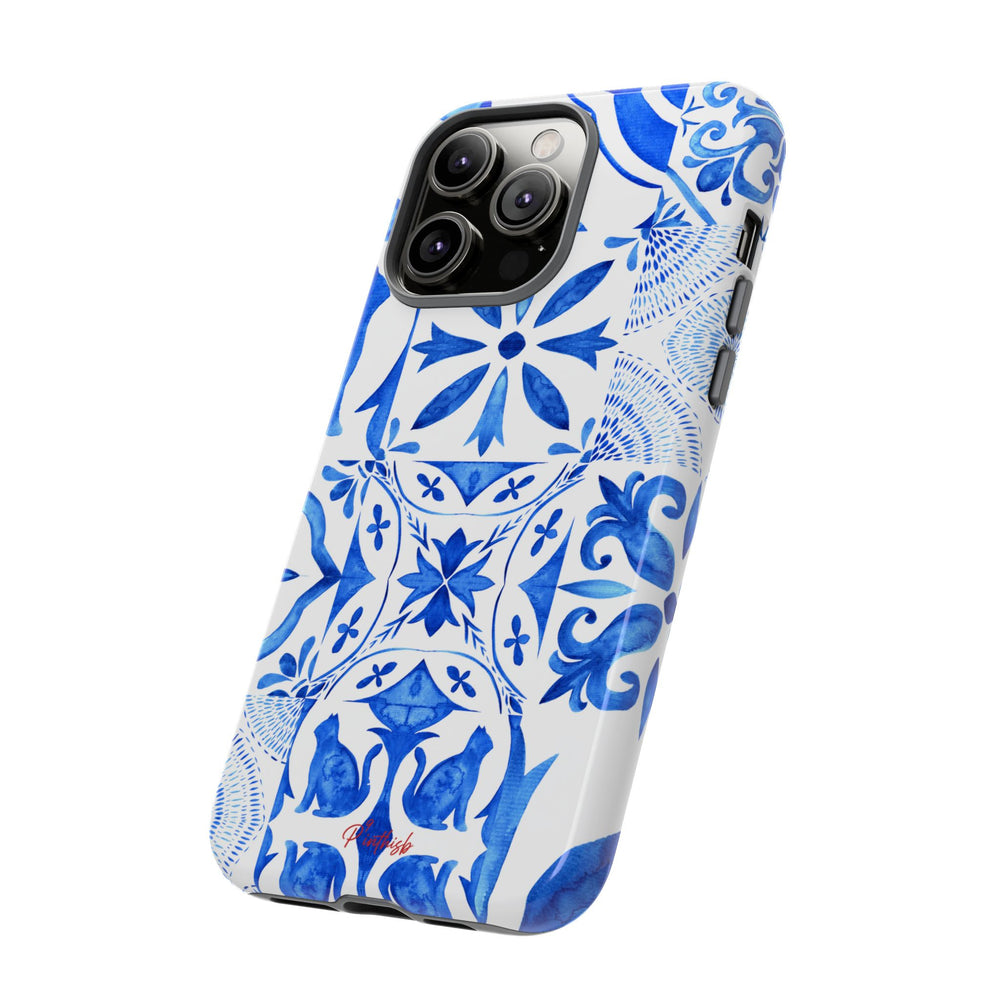 Blue Tile Pattern Tough Phone Case