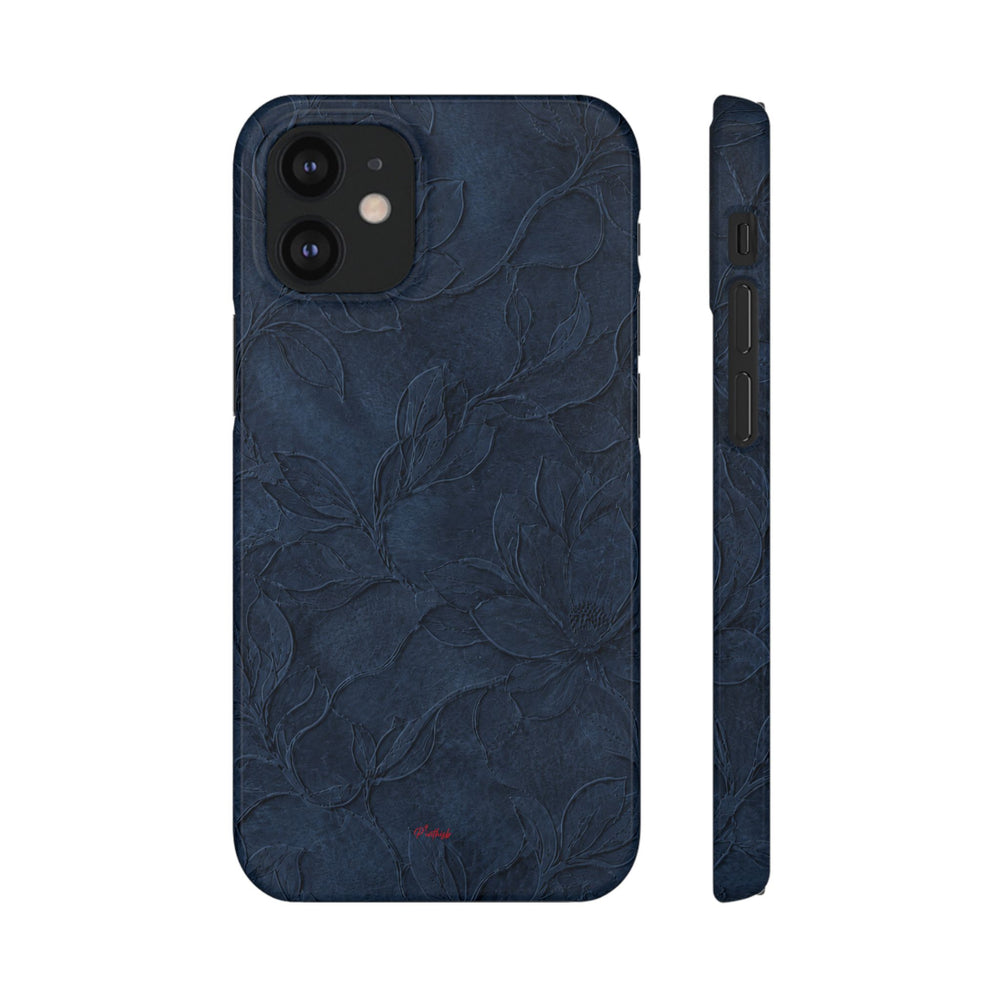 Navy Floral Textured Snap Case