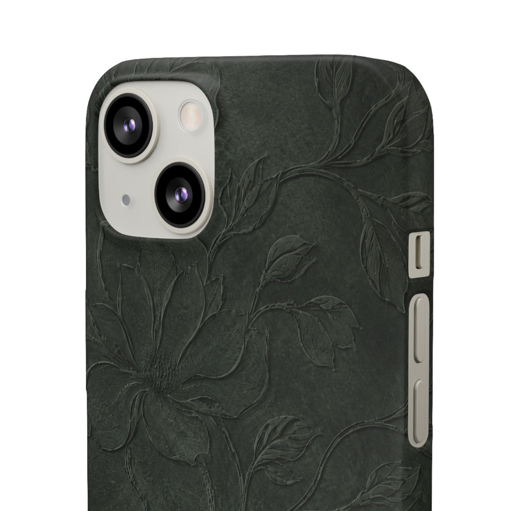 Dark Olive Floral Texture Snap Case