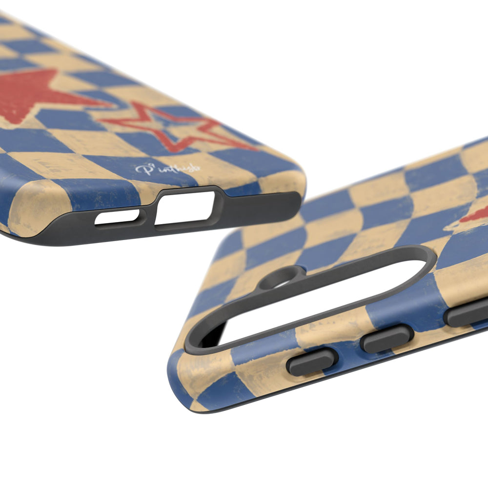 Blue & Cream Retro Star Phone Case