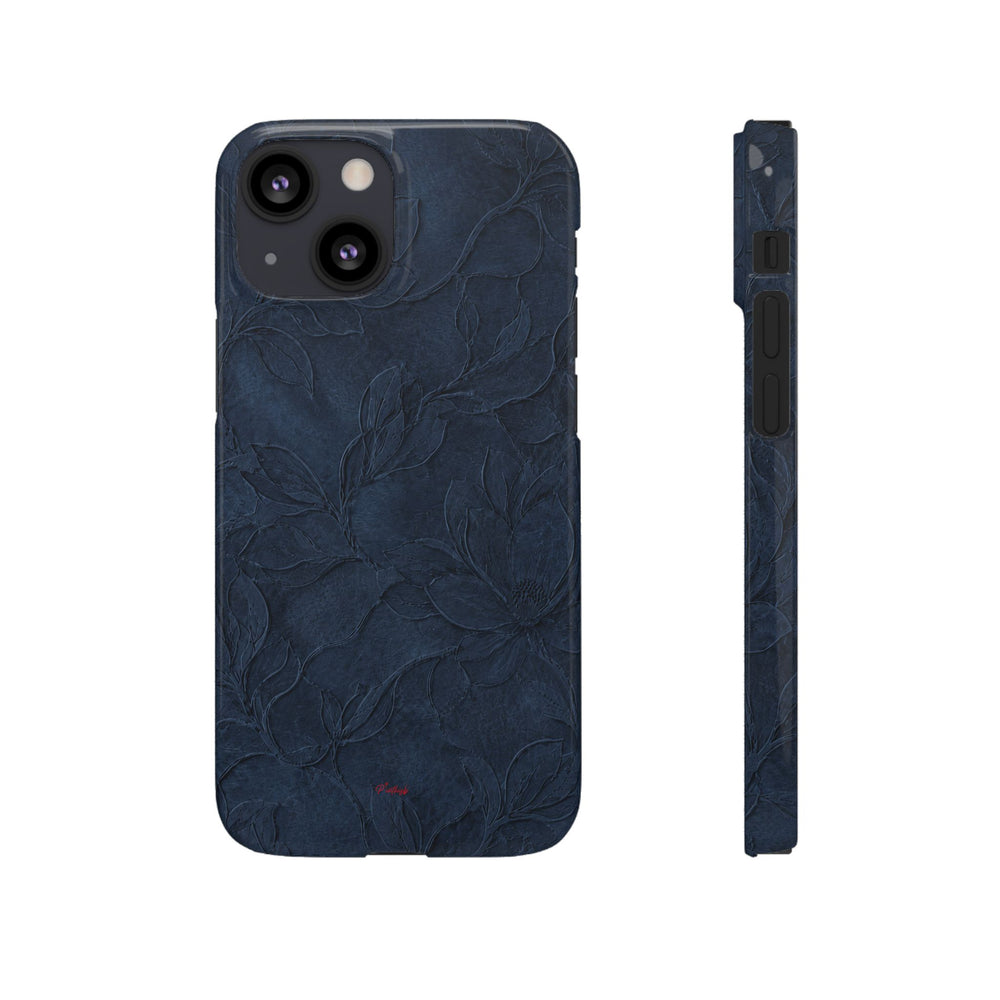 Navy Floral Textured Snap Case