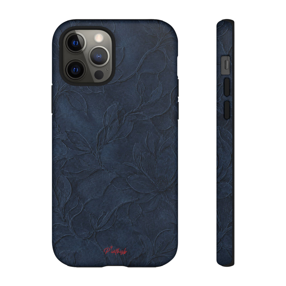 Navy Floral Textured Tough Case