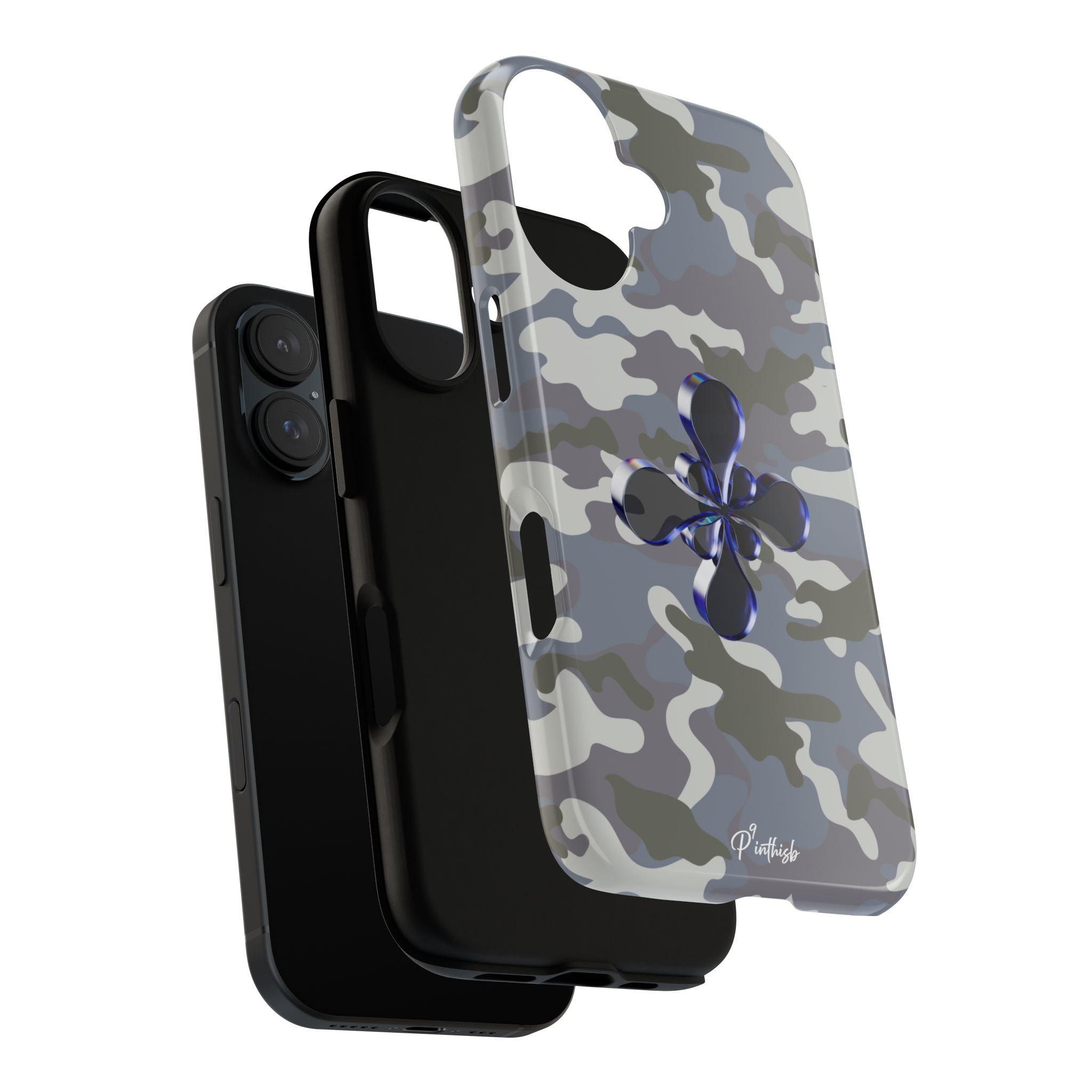 Camouflage with Blue Metallic Clover Tough Case