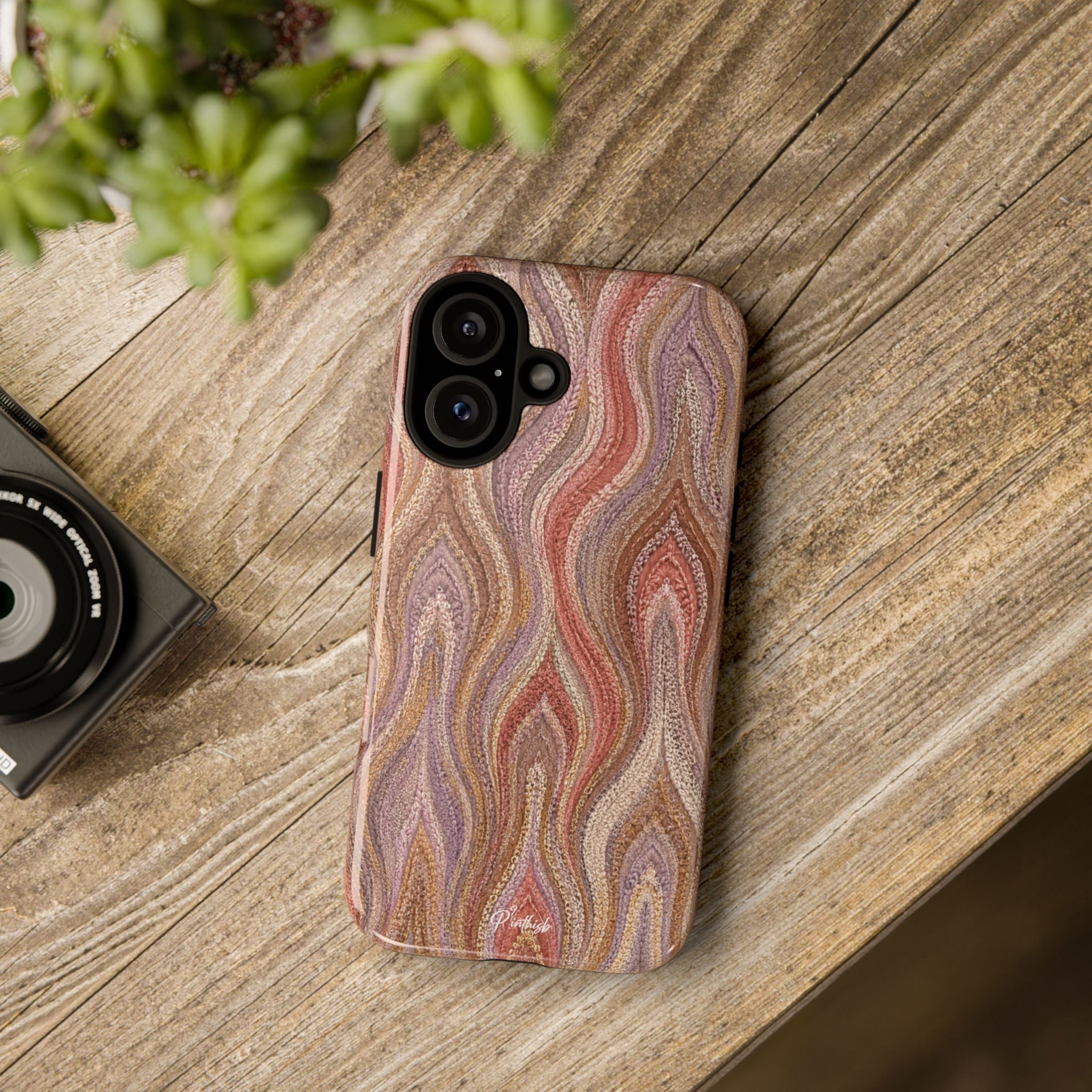 Wavy Peach & Mauve Tough Case