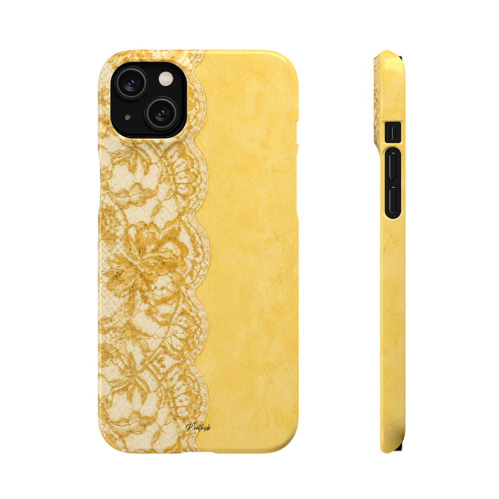 Yellow Vintage Lace Snap Case
