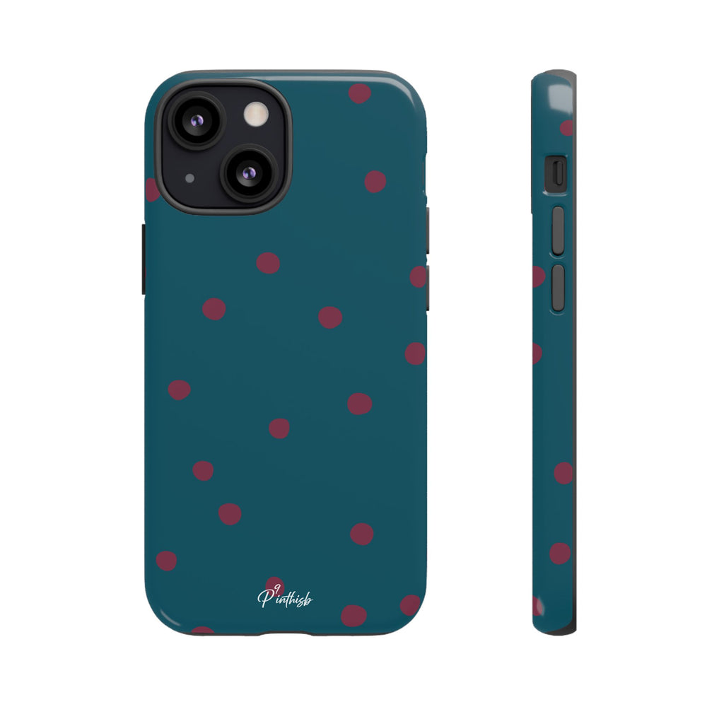 Teal & Burgundy Polka Dot Tough Phone Case
