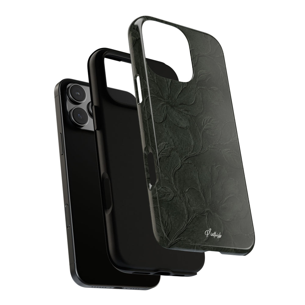 Dark Olive Floral Texture Tough Case