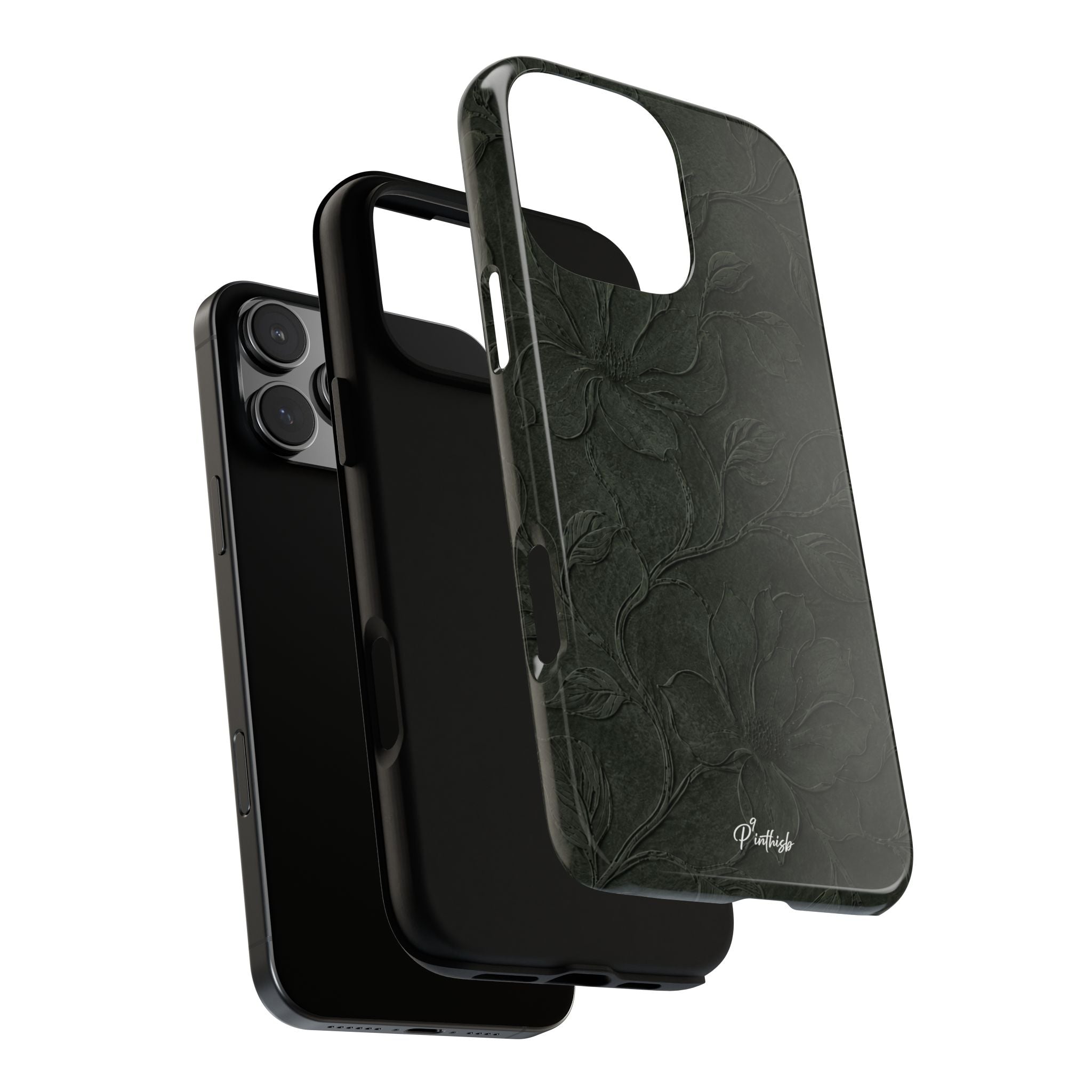 Dark Olive Floral Texture Tough Case