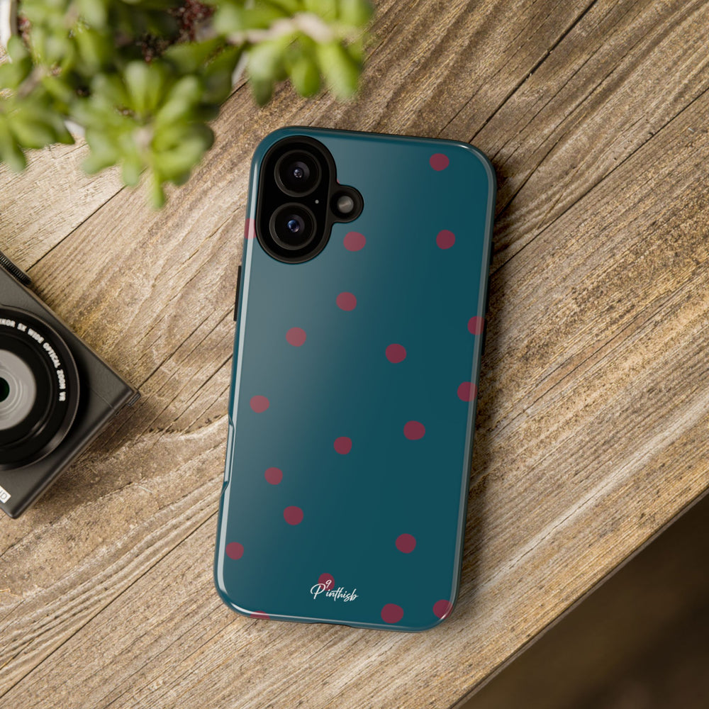 Teal & Burgundy Polka Dot Tough Phone Case