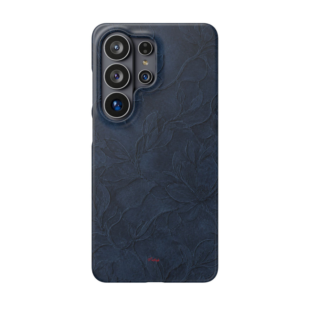 Navy Floral Textured Snap Case