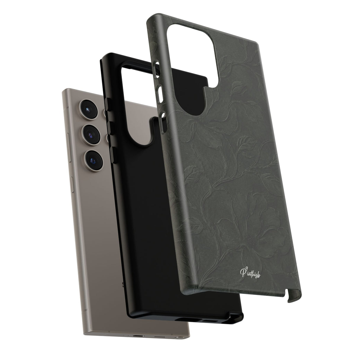 Dark Olive Floral Texture Tough Case