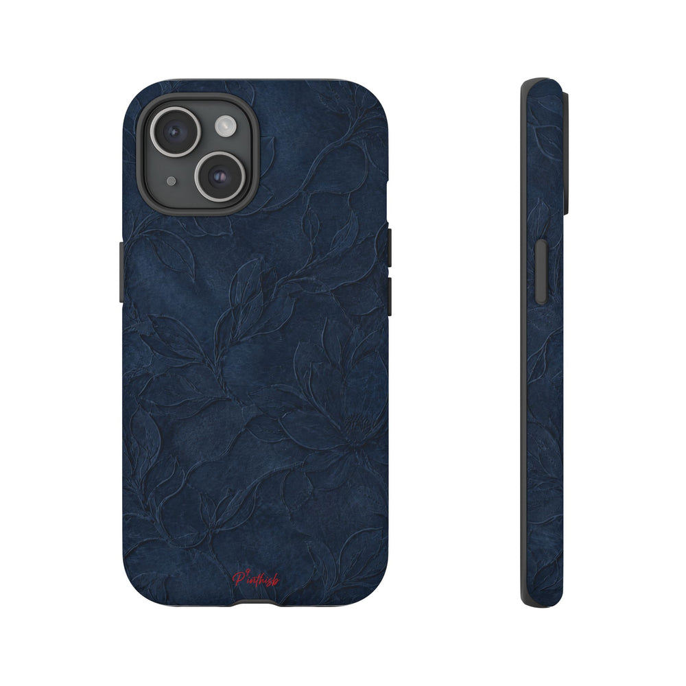 Navy Floral Textured Tough Case
