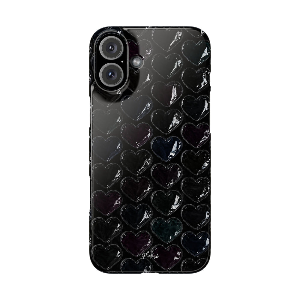 Black Pop Hearts Snap Case