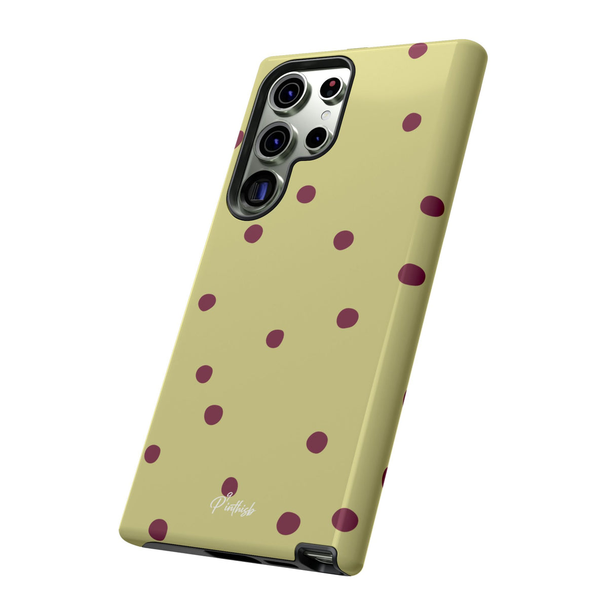 Yellow & Burgundy Polka Dot Tough Phone Case