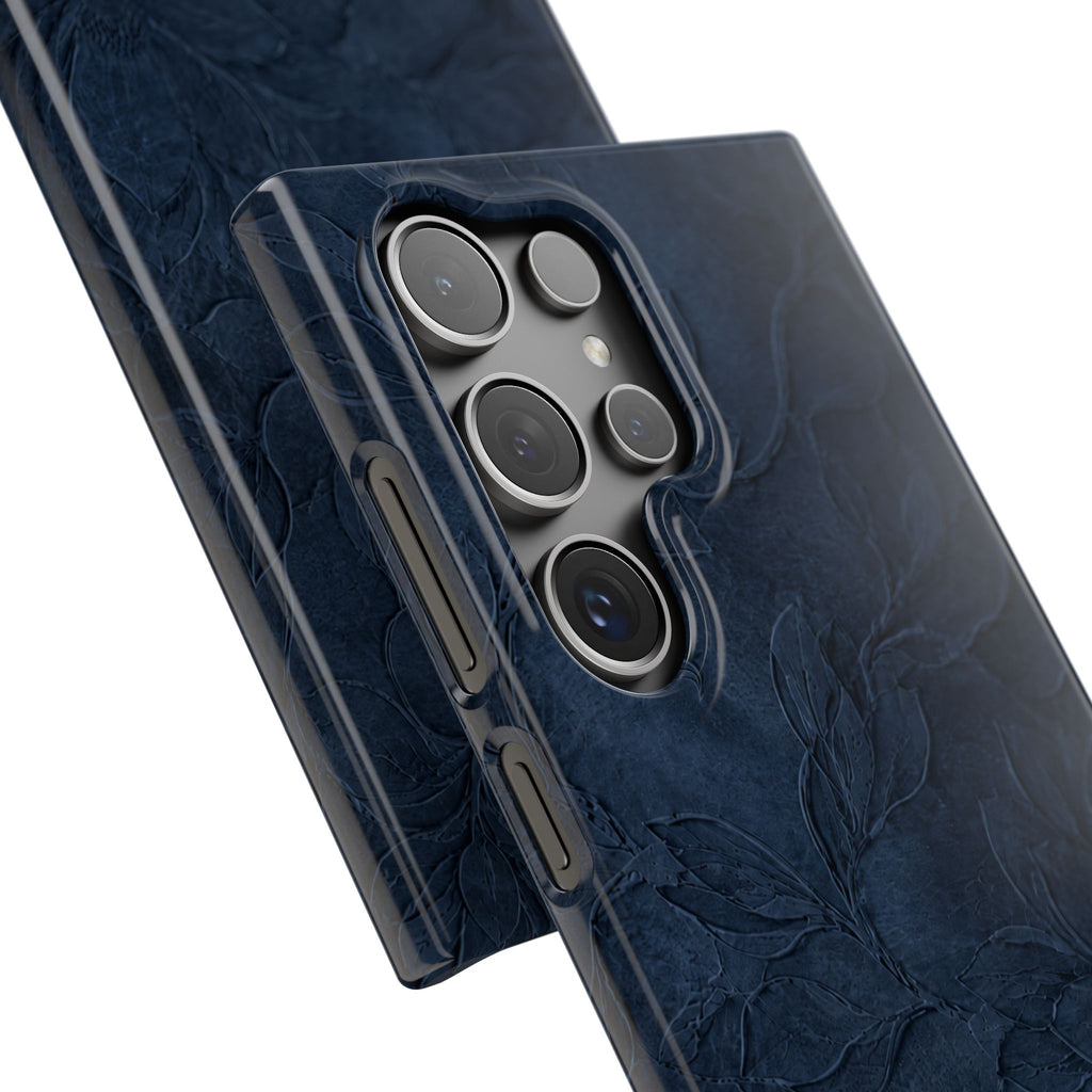 Navy Floral Textured Snap Case