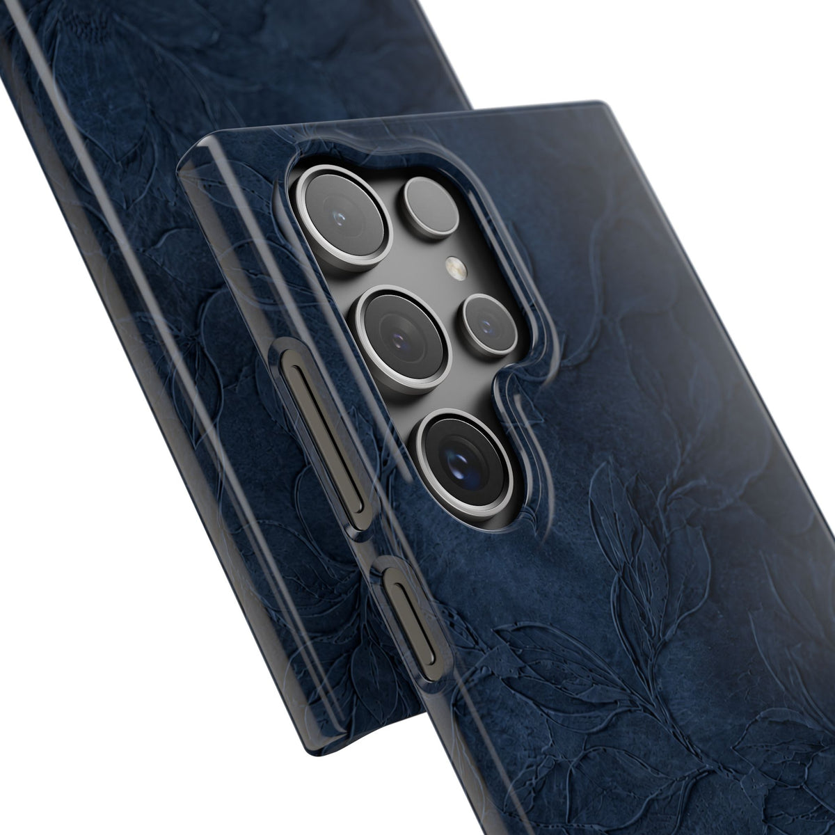 Navy Floral Textured Snap Case