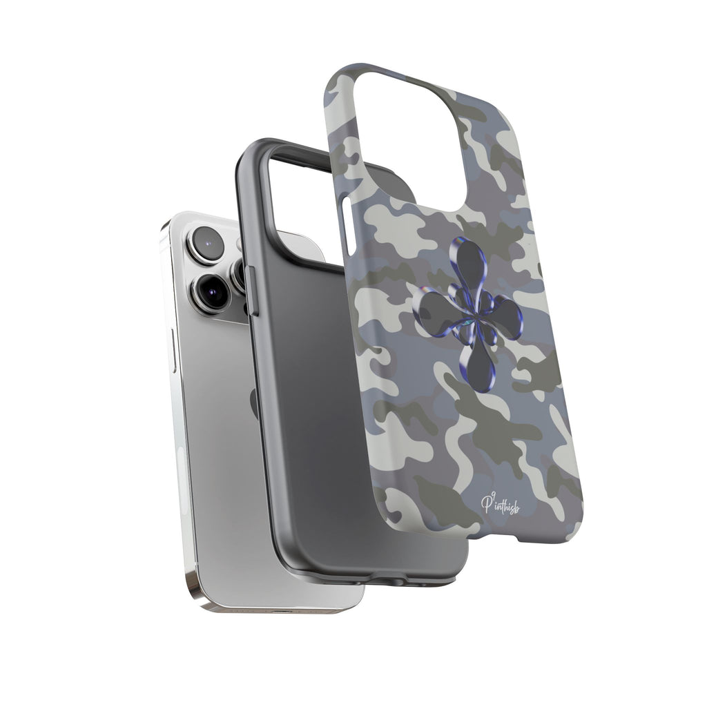 Camouflage with Blue Metallic Clover Tough Case