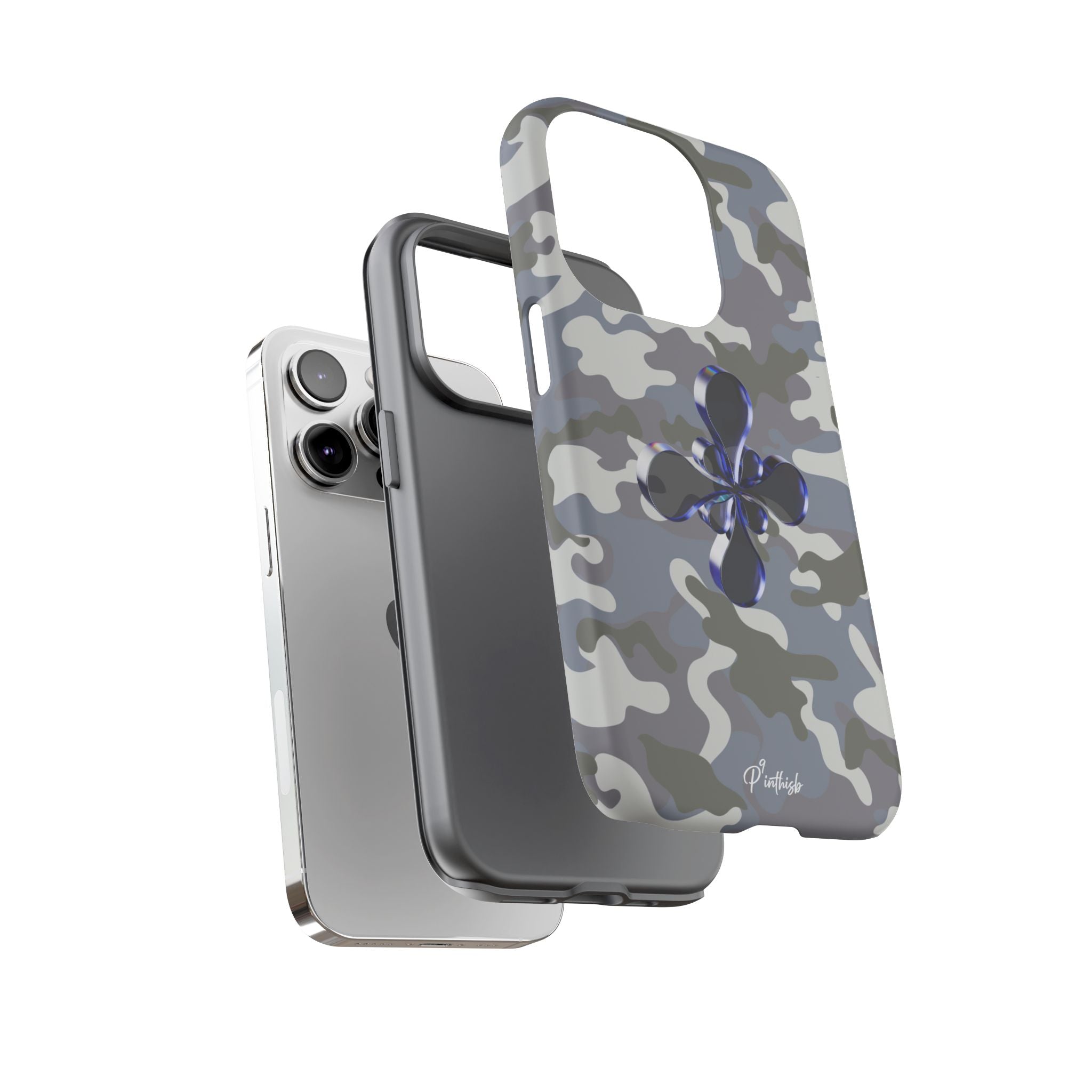 Camouflage with Blue Metallic Clover Tough Case