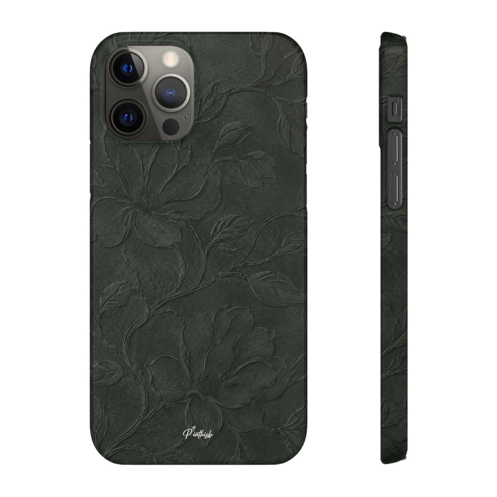 Dark Olive Floral Texture Snap Case