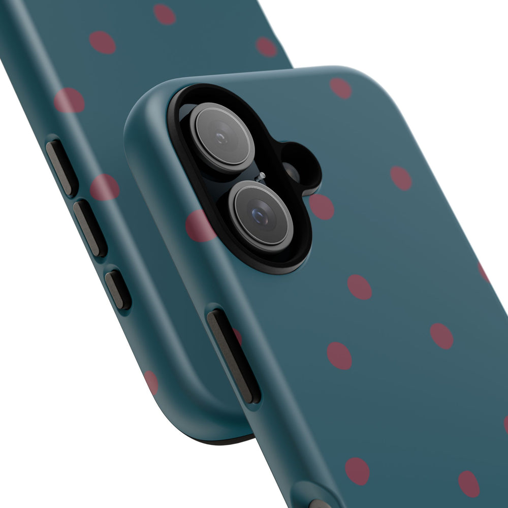 Teal & Burgundy Polka Dot Tough Phone Case