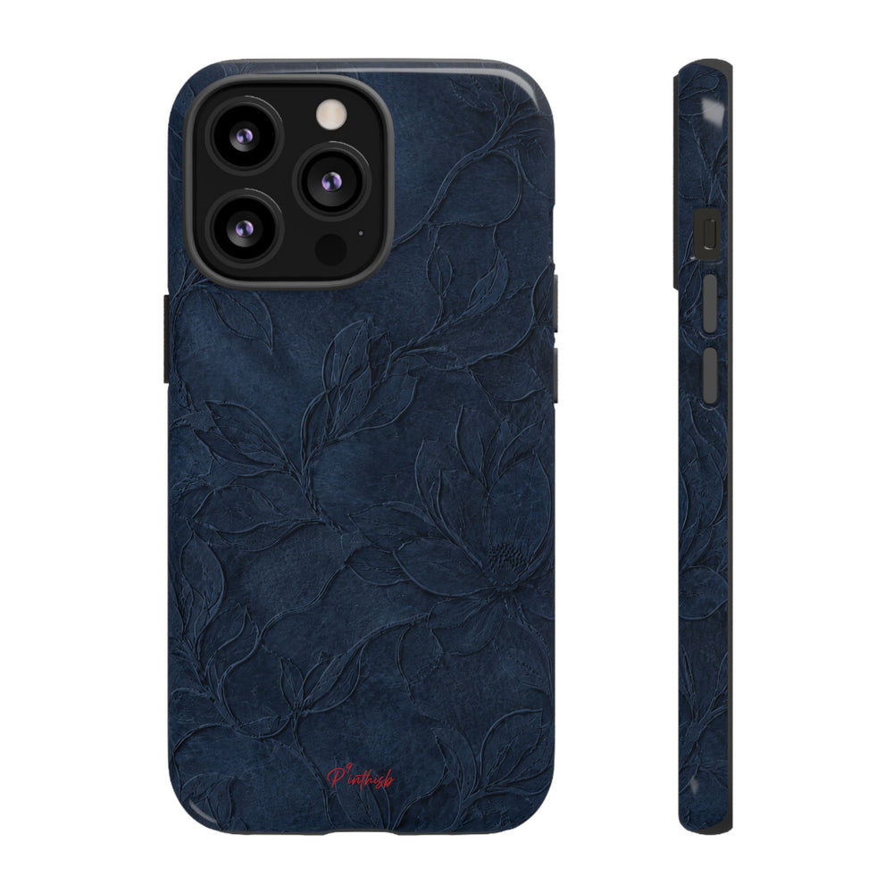 Navy Floral Textured Tough Case