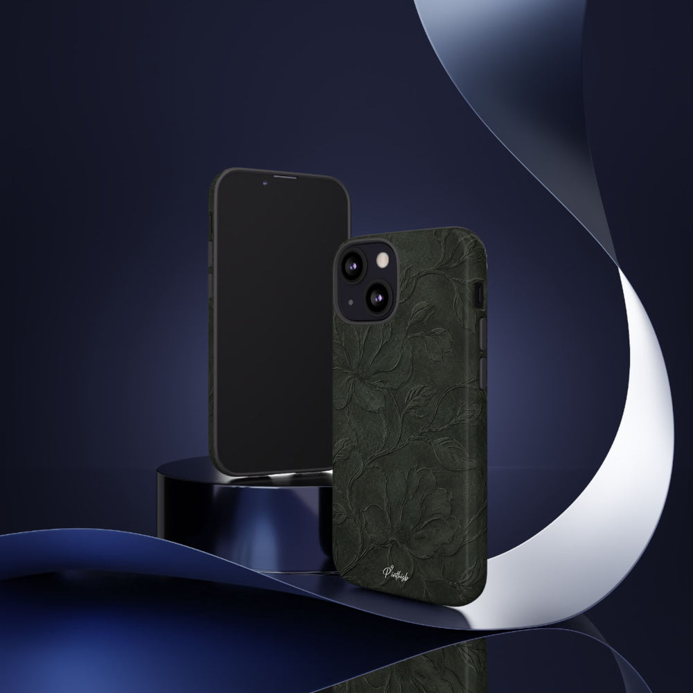 Dark Olive Floral Texture Tough Case