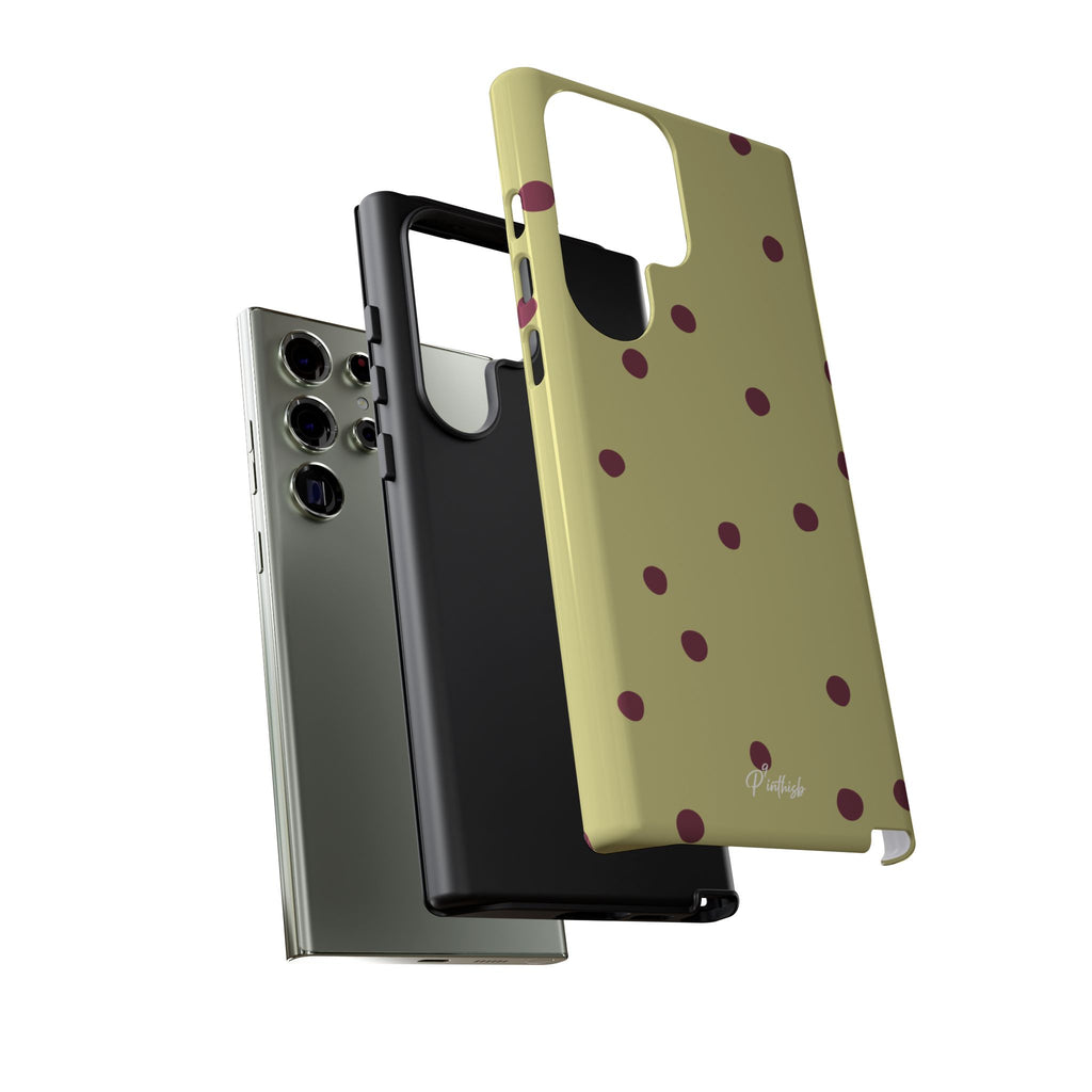 Yellow & Burgundy Polka Dot Tough Phone Case