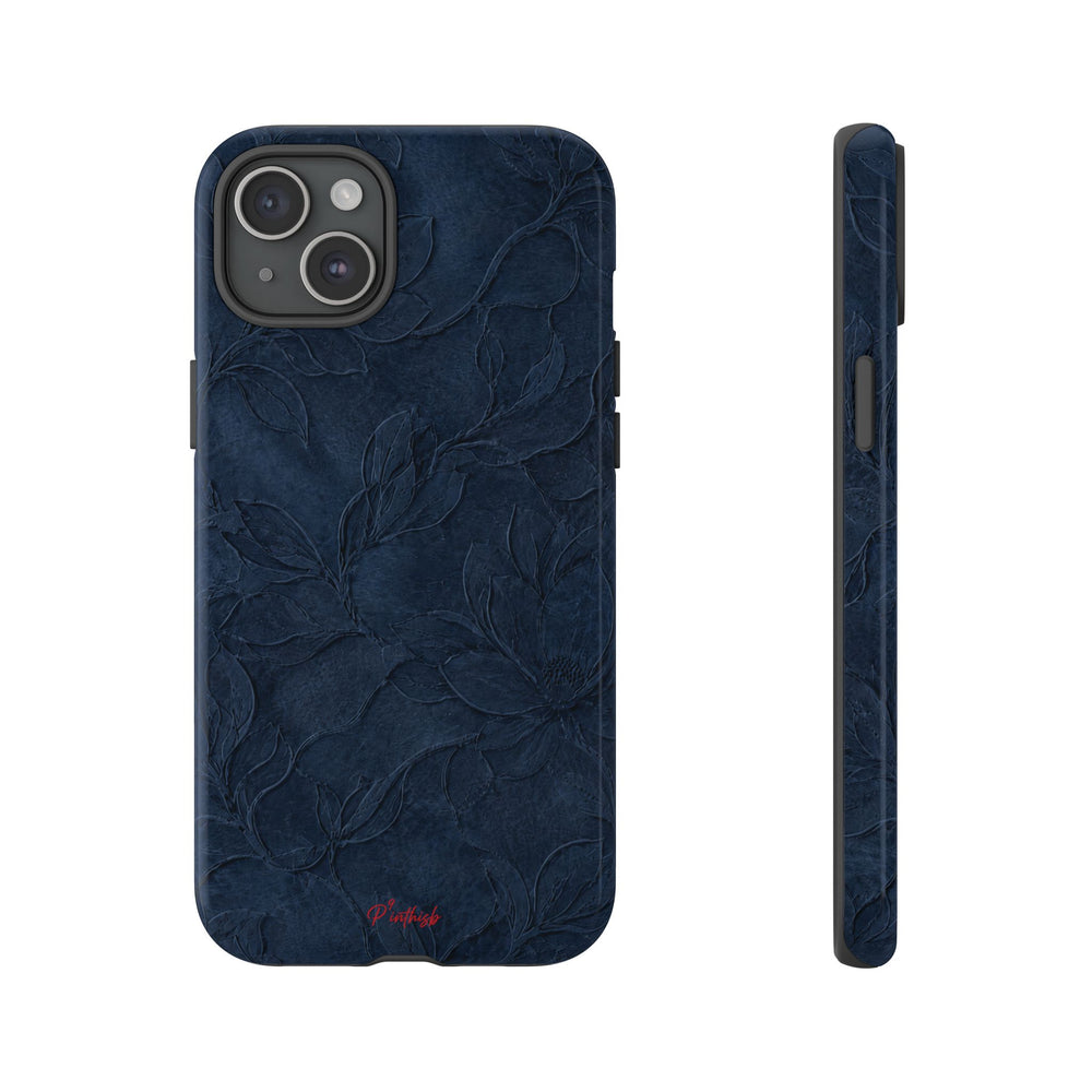 Navy Floral Textured Tough Case