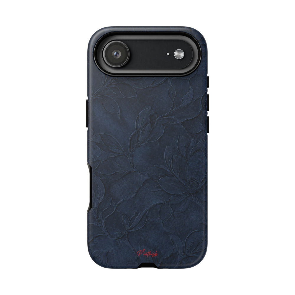 Navy Floral Textured Tough Case