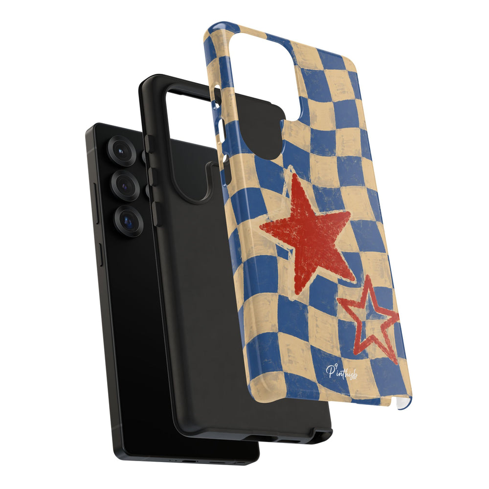 Blue & Cream Retro Star Phone Case