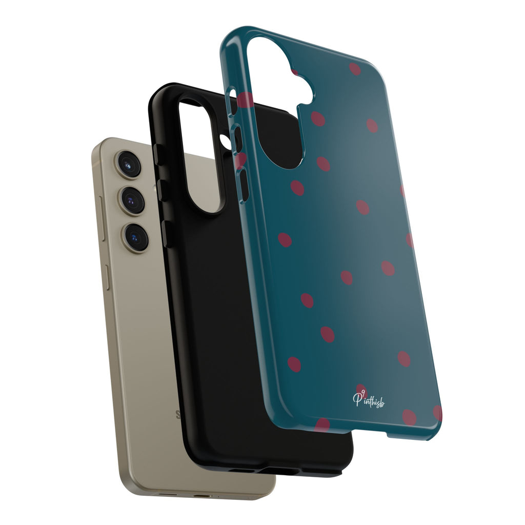 Teal & Burgundy Polka Dot Tough Phone Case