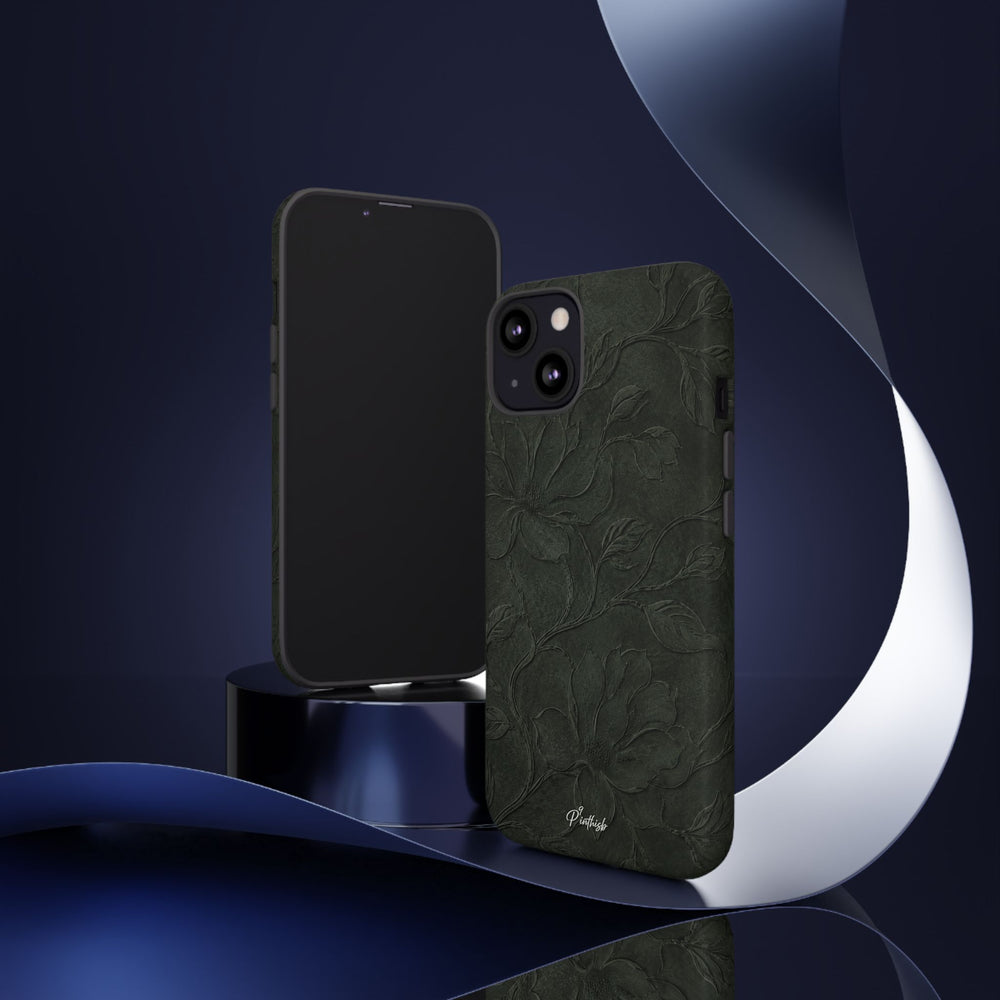 Dark Olive Floral Texture Tough Case