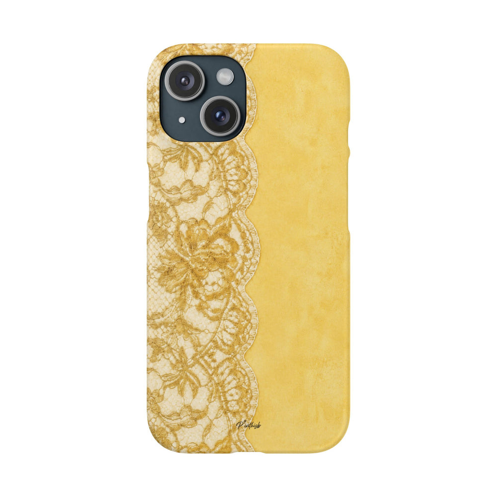 Yellow Vintage Lace Snap Case