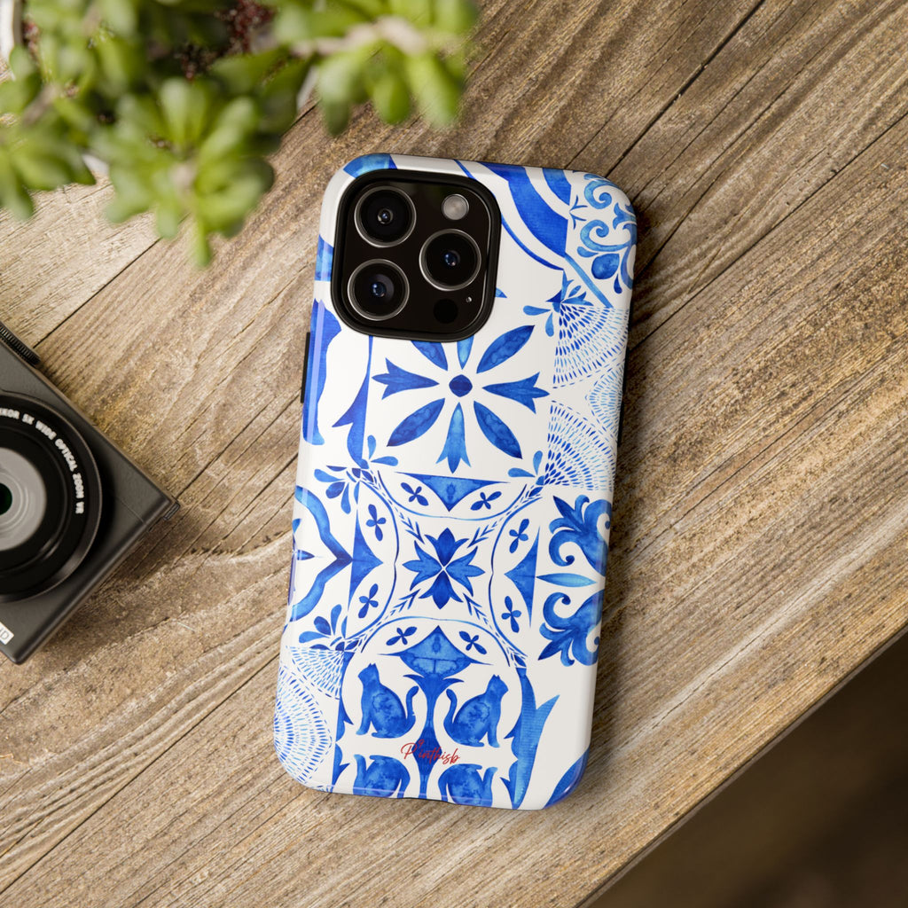 Blue Tile Pattern Tough Phone Case