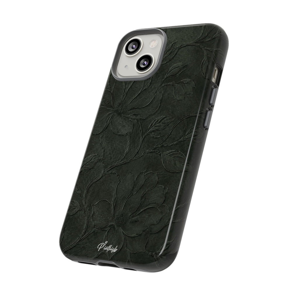 Dark Olive Floral Texture Tough Case