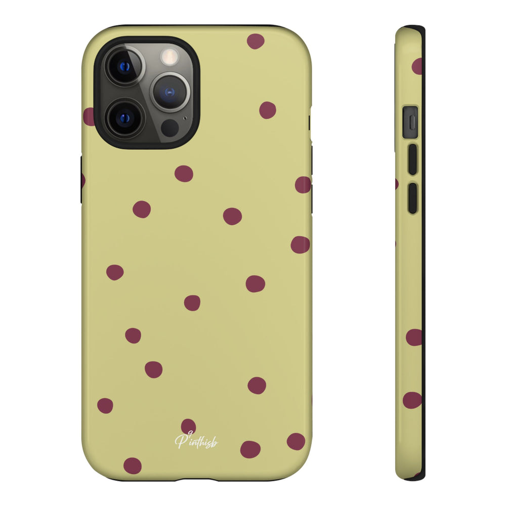 Yellow & Burgundy Polka Dot Tough Phone Case