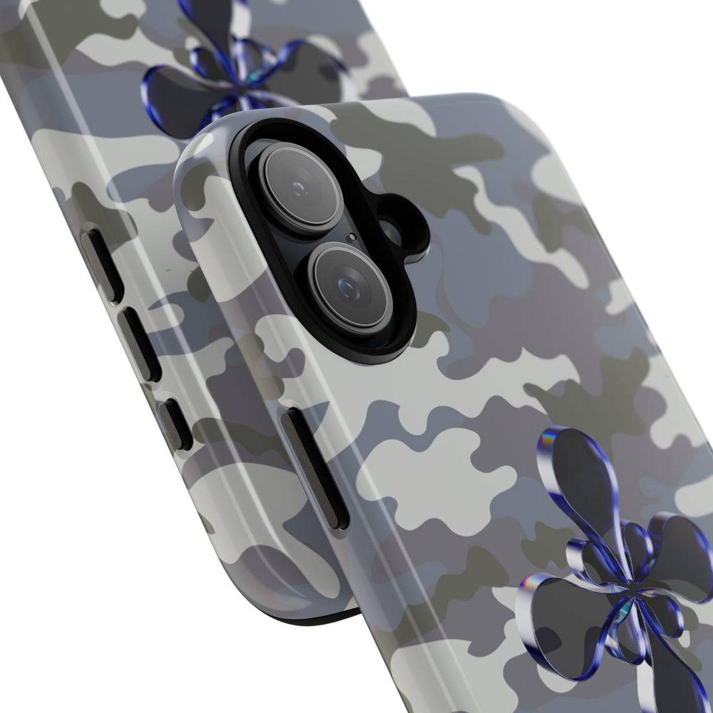 Camouflage with Blue Metallic Clover Tough Case