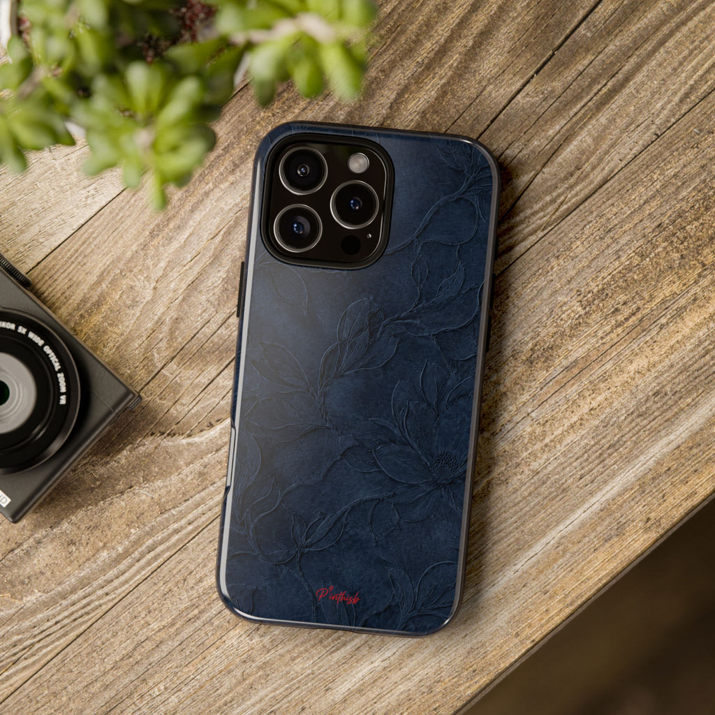 Navy Floral Textured Tough Case