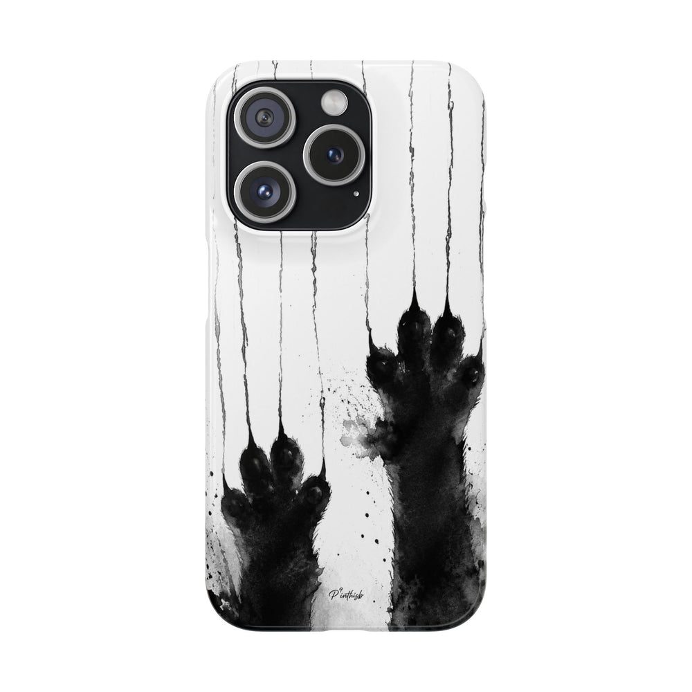 Black Ink Paw Print Snap Case
