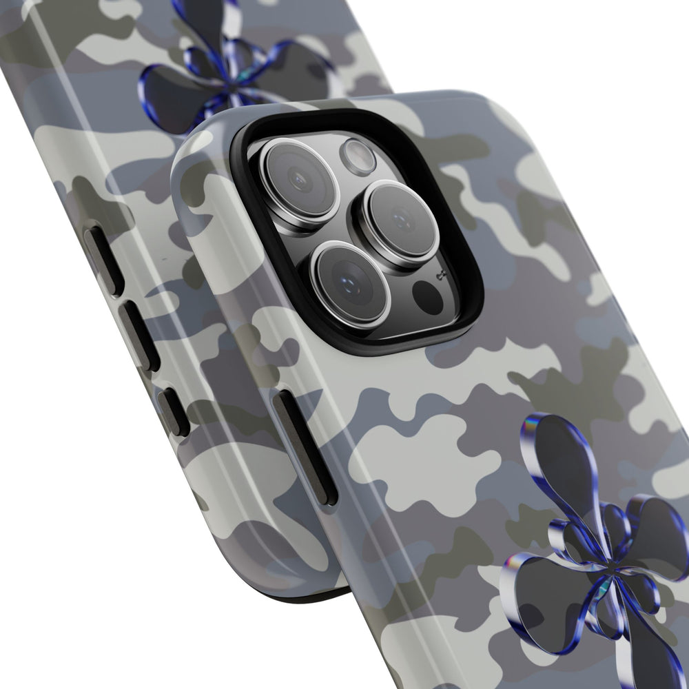 Camouflage with Blue Metallic Clover Tough Case