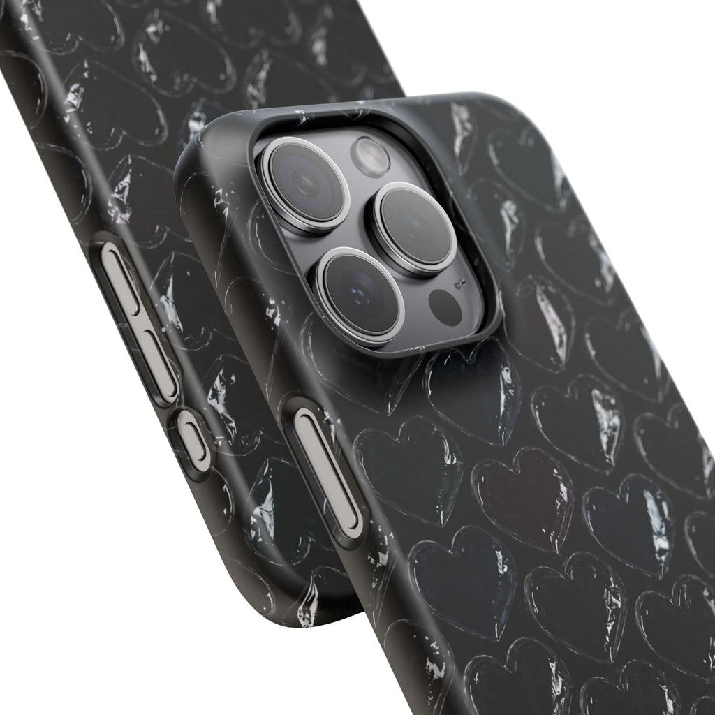 Black Pop Hearts Snap Case