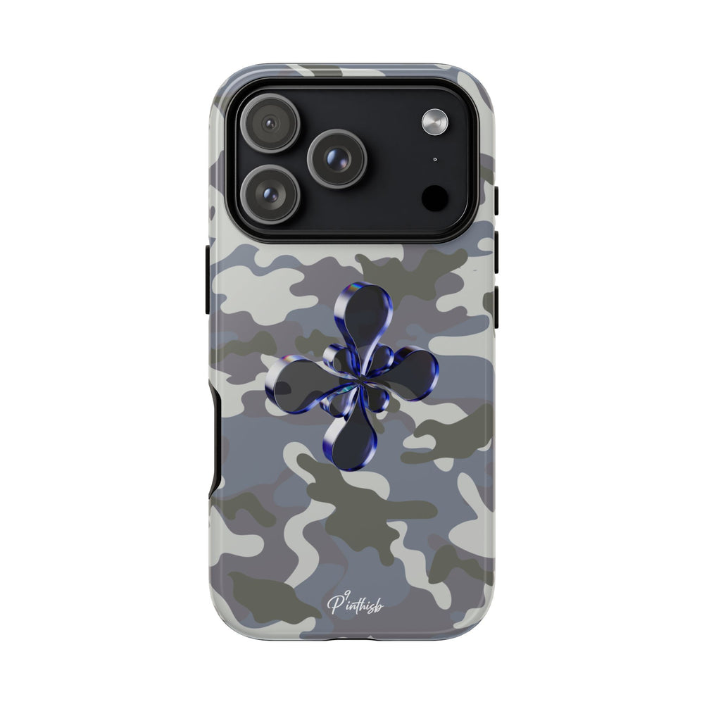 Camouflage with Blue Metallic Clover Tough Case