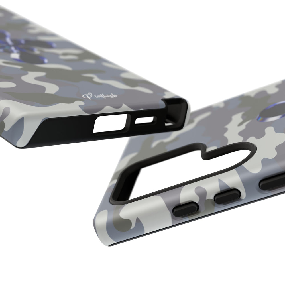 Camouflage with Blue Metallic Clover Tough Case