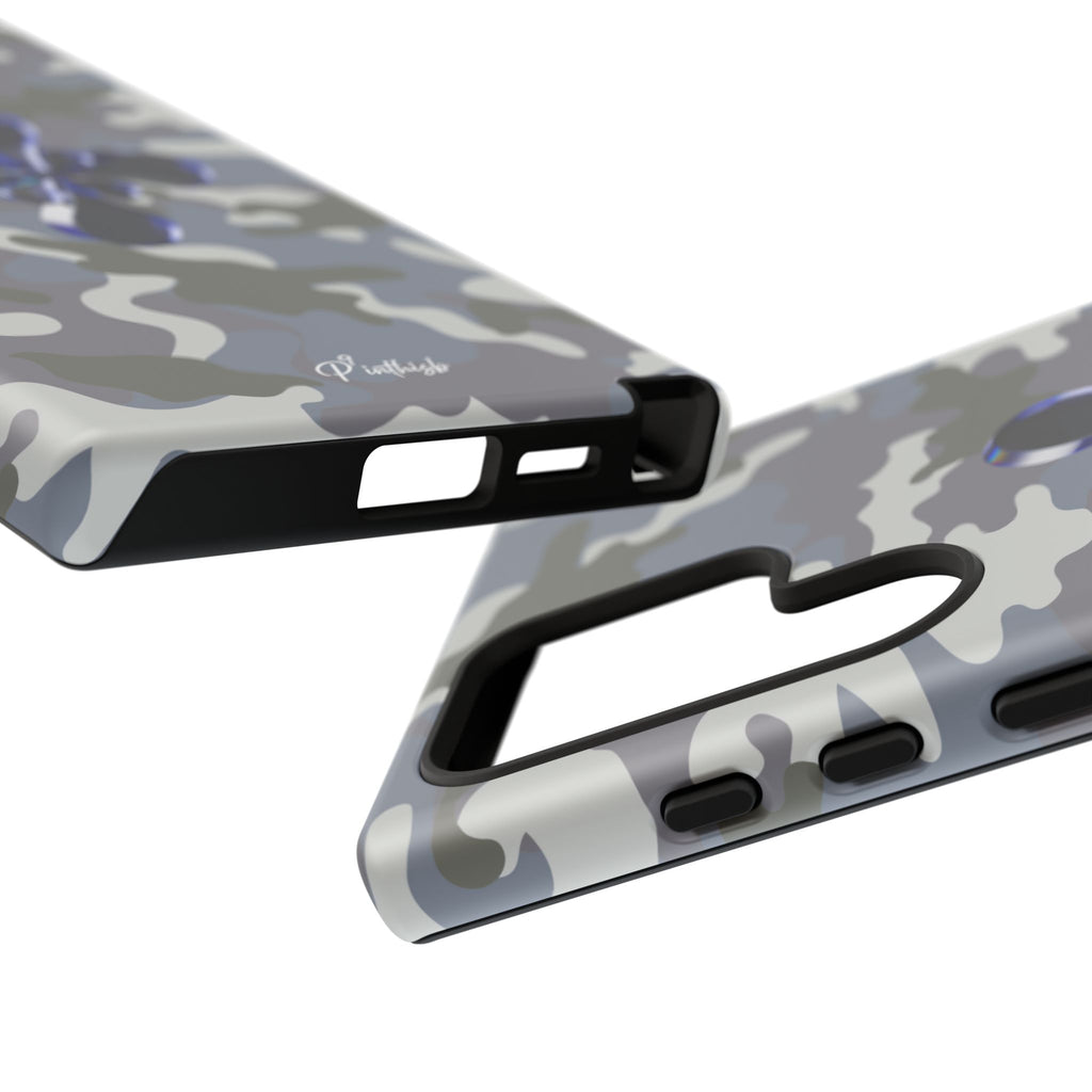 Camouflage with Blue Metallic Clover Tough Case