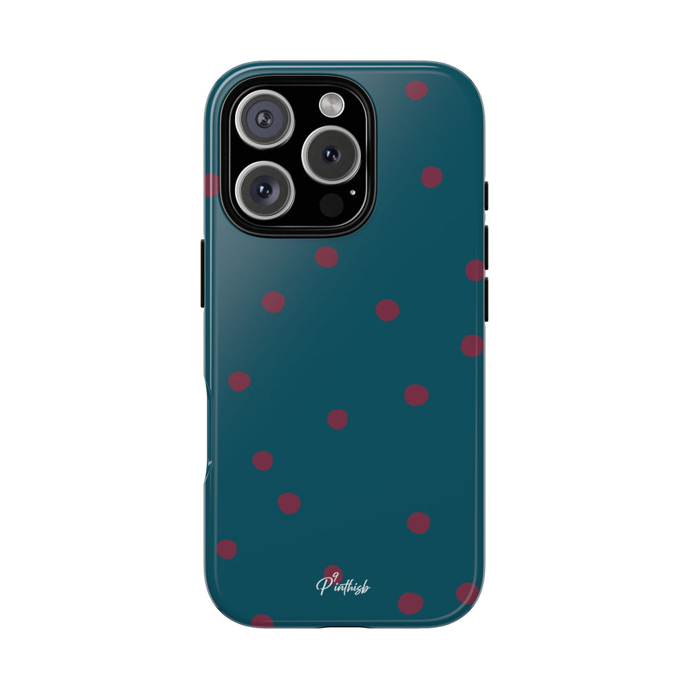Teal & Burgundy Polka Dot Tough Phone Case