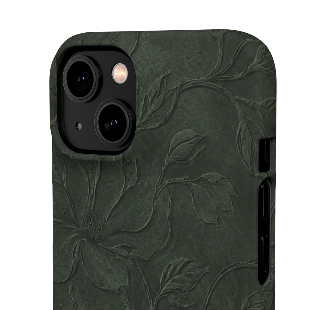 Dark Olive Floral Texture Snap Case