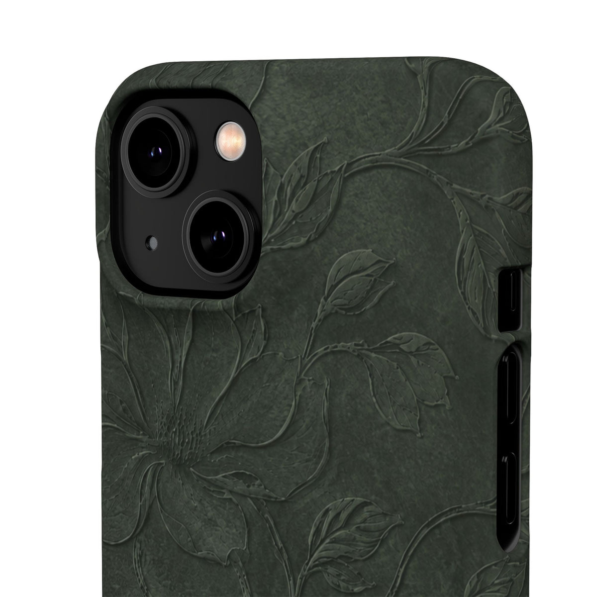 Dark Olive Floral Texture Snap Case
