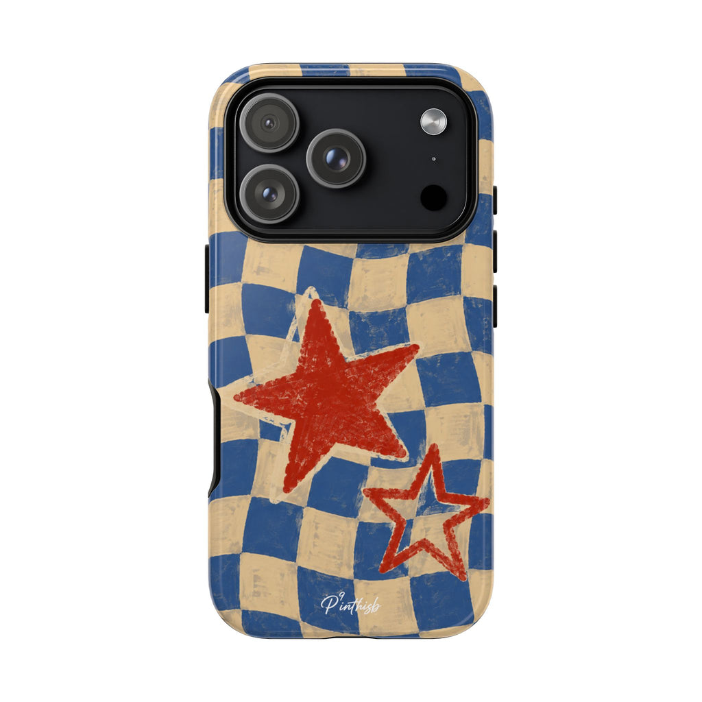 Blue & Cream Retro Star Phone Case